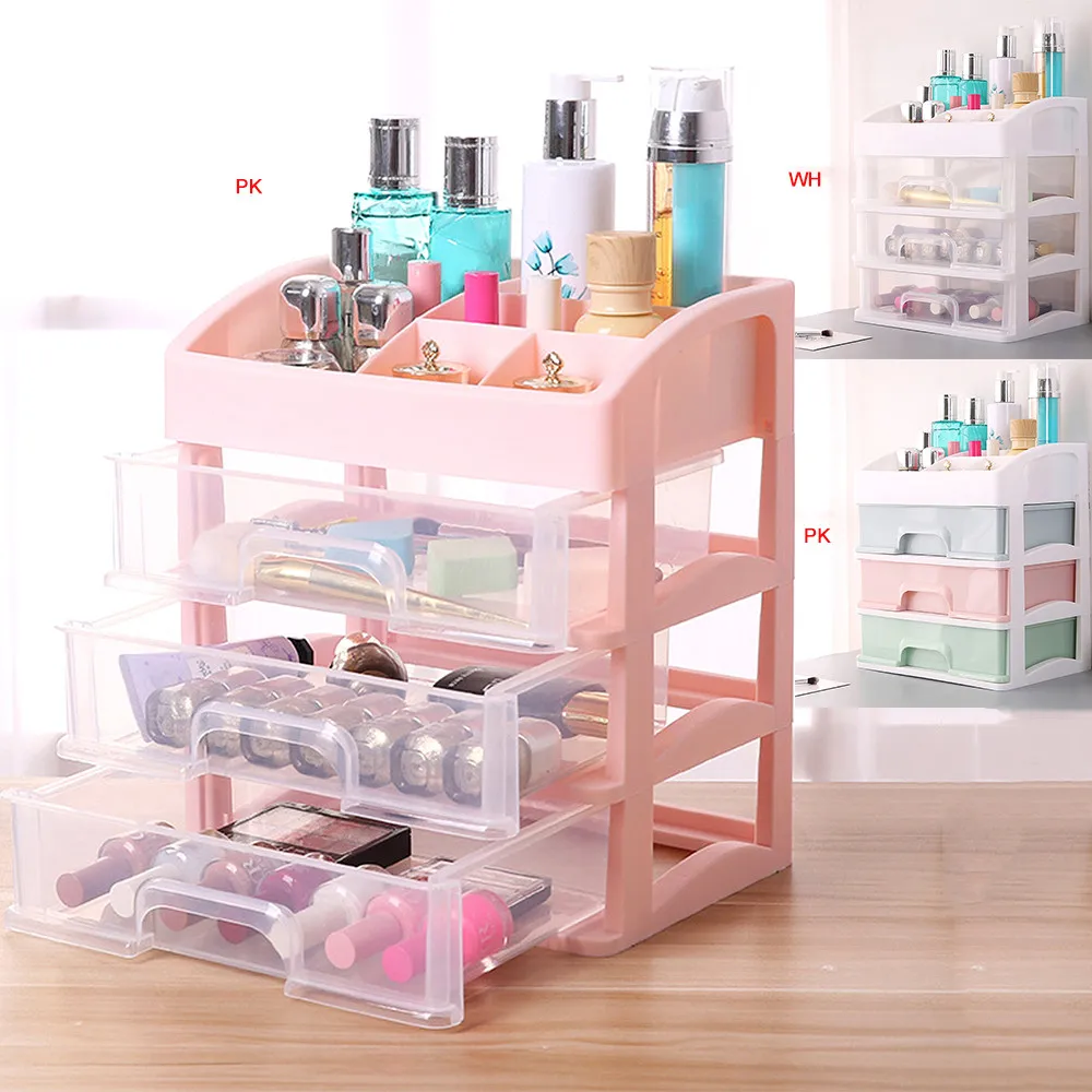 

Large cosmetic storage box desktop drawer dressing table skin storage rack three-tier Table Drawer Type Skin Care Products 4.18