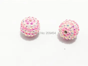 

Newest !! 22mm 100pcs/lot White With Pink Stripe Resin Rhinestone Beads