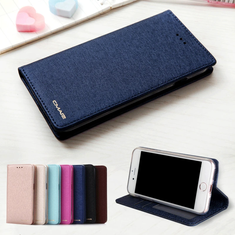 For iPhone 7 Case Leather Silk Magnetic Flip Wallet Case Cover For iPhone 6 6S 7 8 Plus X XS XR XS Max Case With Stand Card Slot
