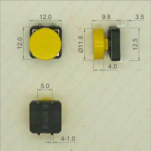 10 шт. 12X12 мм H = 9,8 мм с круглым колпачком мгновенная тактильная Кнопка 4PIN SMT/DIP тактовый переключатель кнопочный переключатель микроклавишная кнопка