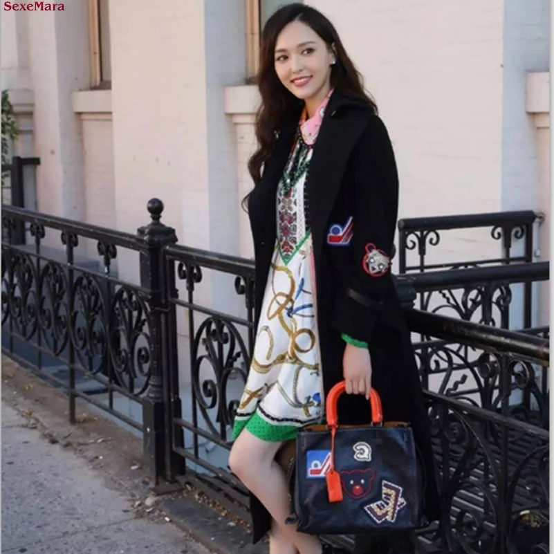 SexeMara/осеннее и зимнее длинное пальто в стиле милитари с вышивкой|style coat|long military