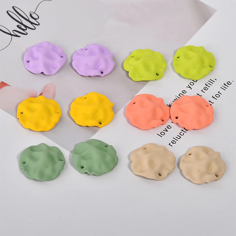 

Spring Makaron color series irregular circular alloy spray double suspension DIY earrings accessories materials