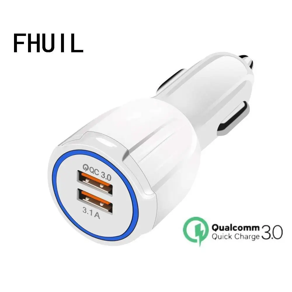 سريع تهمة 3.0 شاحن سيارة للهاتف المحمول 2 ميناء USB شاحن سيارة محول الشحن ل فون سامسونج اللوحي سيارة-شاحن سريع