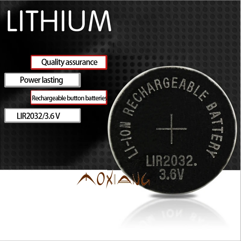 High quality NEW 2PCSX LIR2032 3.6V Button Coin Cell Battery LIR2032