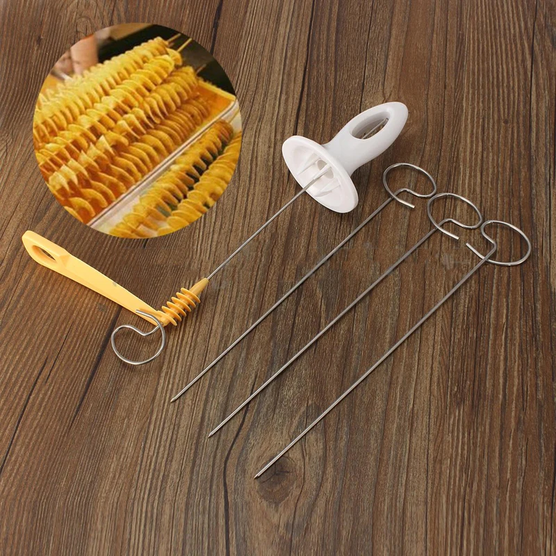 JX-LCLYL New Potato Spiral Cutter Slicer Twister Tornado 4 Spits Chips Hand Shredder Tool