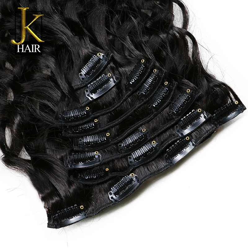 JK Волосы Бразильские Remy натуральные волнистые волосы для наращивания на клипсах