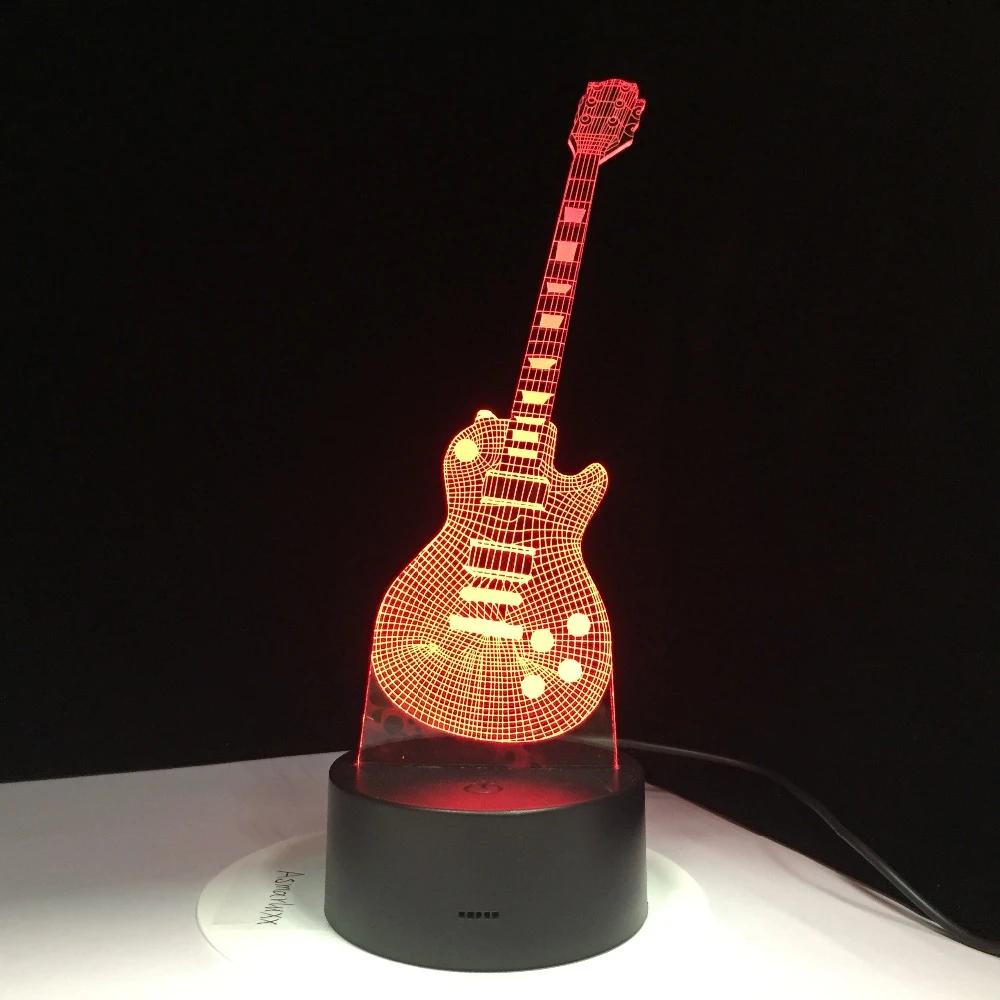 3d Guitare Electrique Lampe Led 7 Colorful Lampe De Table Usb De Couchage Bebe Veilleuse Musique Saxo Decor Avec Telecommande Enfants Cadeaux Aliexpress