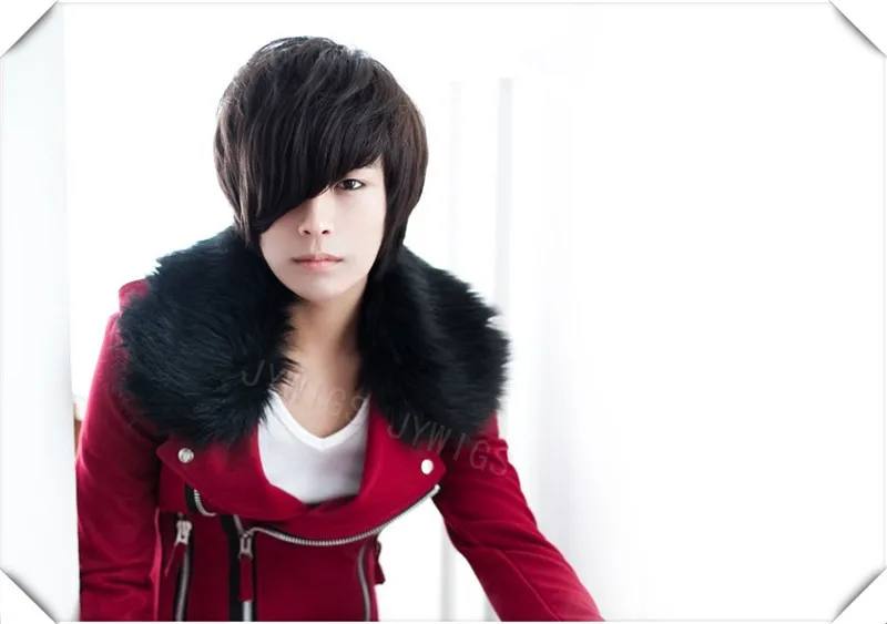 Asian Man Wig Synthetic Boy Short Bob Wig Male Fluffy Hair Handsome Student Wig Asian Man Wig
