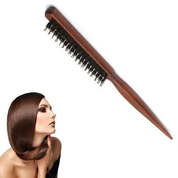 

Wood Handle Natural Boar Bristle Hair Brush Fluffy Comb Hairdressing Barber