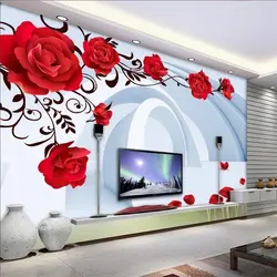Beibehang заказ обои 3d фрески красная роза ТВ задний план декоративная картина на стену живопись гостиная спальня