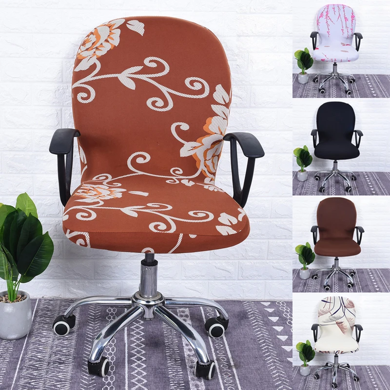

Universal Armchair Covers Swivel Computer Chair Covers Stretch Spandex Floral Print Chair Protector Home Office Seat Chair Cases