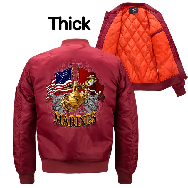 Men Fashion Jacket United States Marine Corps Winter Warm Thick Coat