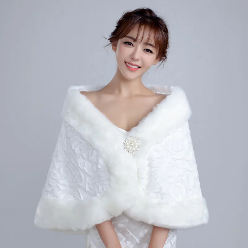 Cheap Wedding Bolero Faux Shawl Winter Bridal Jackets Accessories WomenJacket Off The Shoulder