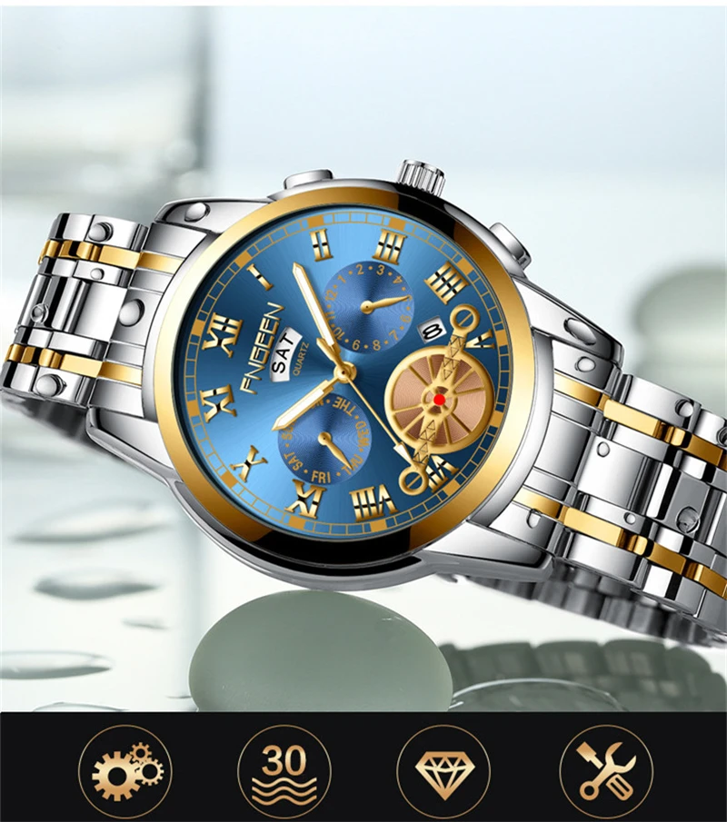 Полный Нержавеющая сталь Для мужчин смотреть хорошее качество Для мужчин наручные часы 30 M Водонепроницаемый Дата часы моды человек