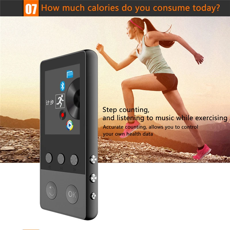 MP3 плеер HIFI Bluetooth4.0 1 8 дюймовый TFT экран музыкальный с диктофоном шагомером видео fm