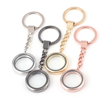

10PCS/lot 30MM Smooth Plain Round Floating Locket Keychains Glass Living Magnetic Charms Locket Key Chain