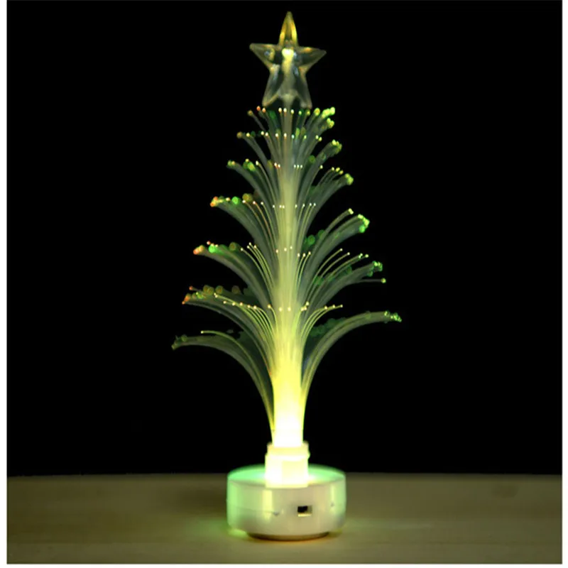 

Mini Fiber Optic Christmas Tree Night Light For Christmas Holiday Festival Party Lighting And Decoration 14*3.5cm