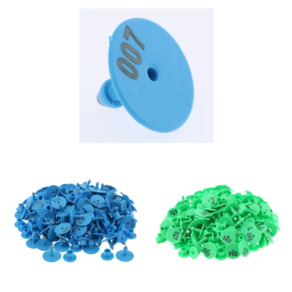 200PCS Numbered Livestock Ear Tag For Pig Cow Cattle Goat Sheep Blue & Green