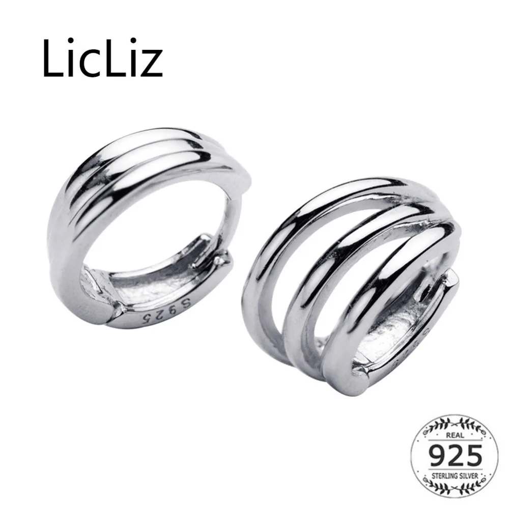 

LicLiz New 2019 925 Sterling Silver Triple Loops Hoop Earring for Women Trendy White Gold Ear Hoop Jewelry Geometric Gift LE0533