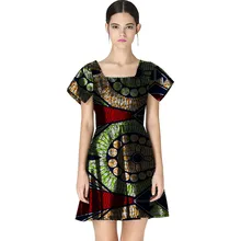 Fashion dress for women african prints short sleeve square neck design dresses ladies dashiki tailor made summer africa outfits