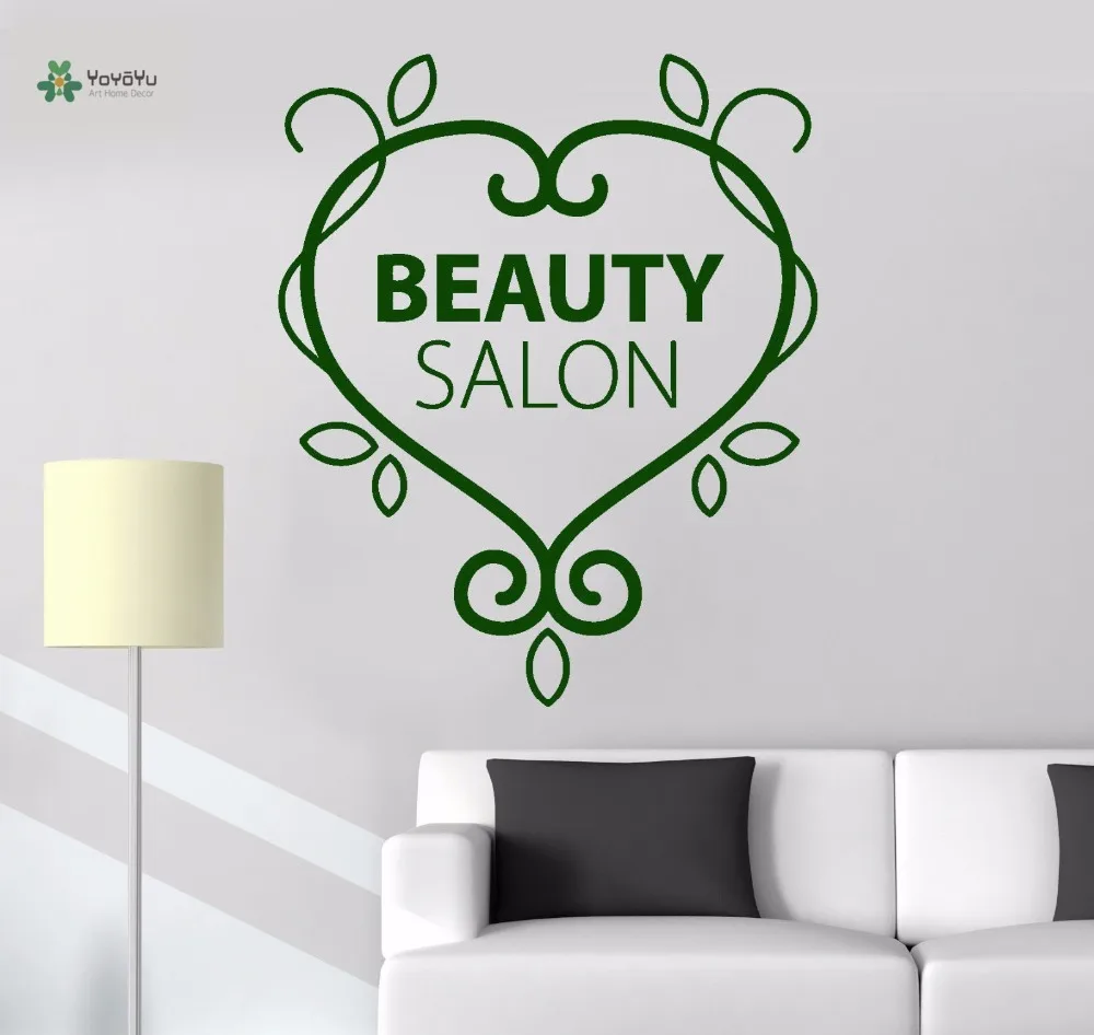 

YOYOYU Vinyl Wall Decal "Beauty Salon" Love Shaped Flower Vine Interior Papel De Pared Para Quarto Home Stickers FD348