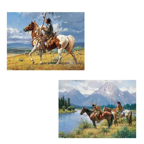 Native Americans on Horse Abstract Oil Paintings Printed on Canvas 7