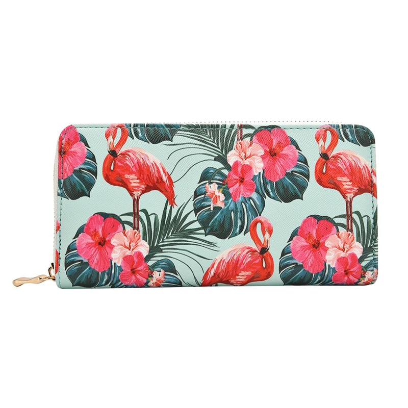 

Fashion Flamingo Floral Print Women Long Wallet Large Capacity Clutch Purse Phone Bag PU Leather Ladies Card Holder Wallets