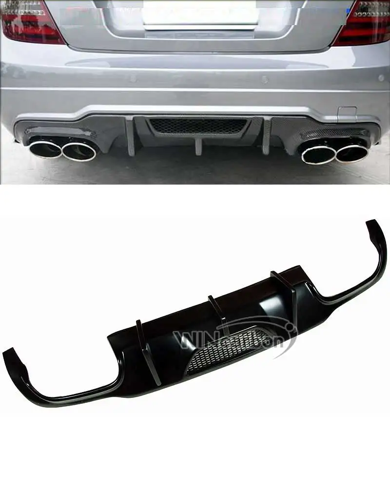 

V style sedan BLACK rear diffuser for Mercedes BENZ W204 C63 coupe C250 C300 C350 AMG SPORT BUMPER 2012-2014