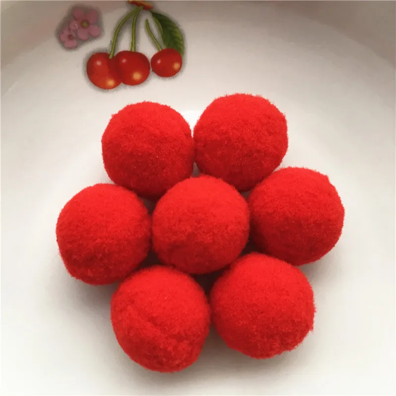 Красный помпон 50 шт 30 мм мех корабль DIY мягкий помпонами Свадебные украшения дома швейной на ткани аксессуары