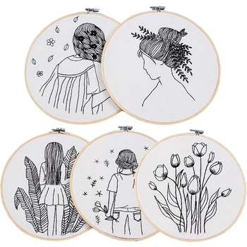 

Sketch Easy Embroidery Kit for Beginner Printed Needlework Cross Stitch Set Sewing Art Wall Embroidery Painting Home Decor