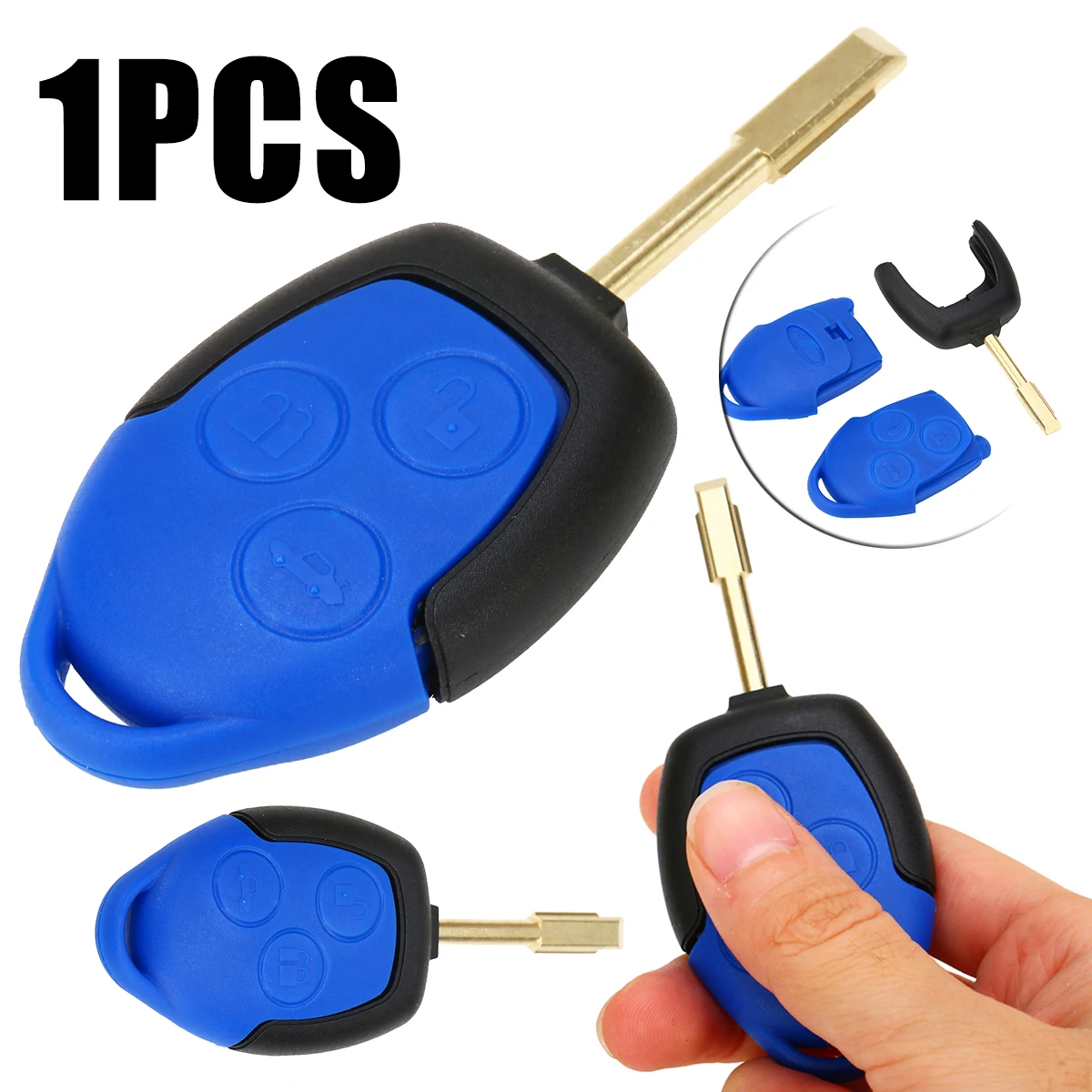 3 Buttons Car Key Protector Connect Set Remote Car Key Shell Styling Cover For Ford Transit Blue Case