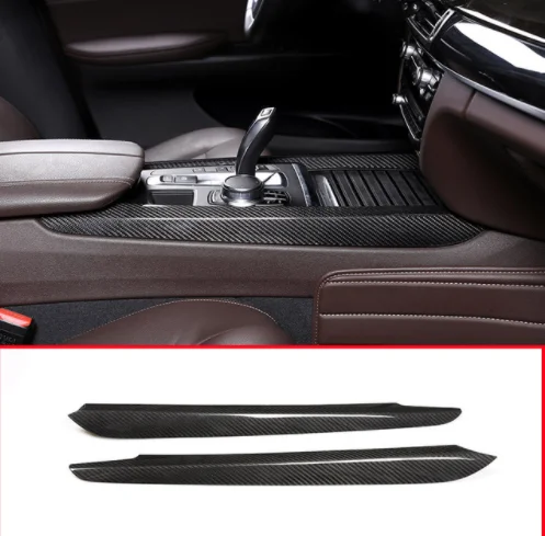 

2pcs Real Carbon Fiber Car Center Console Gear Shift Edge Decoration Strips Trim For BMW X5 f15 X6 F16 2014-2018 Accessories