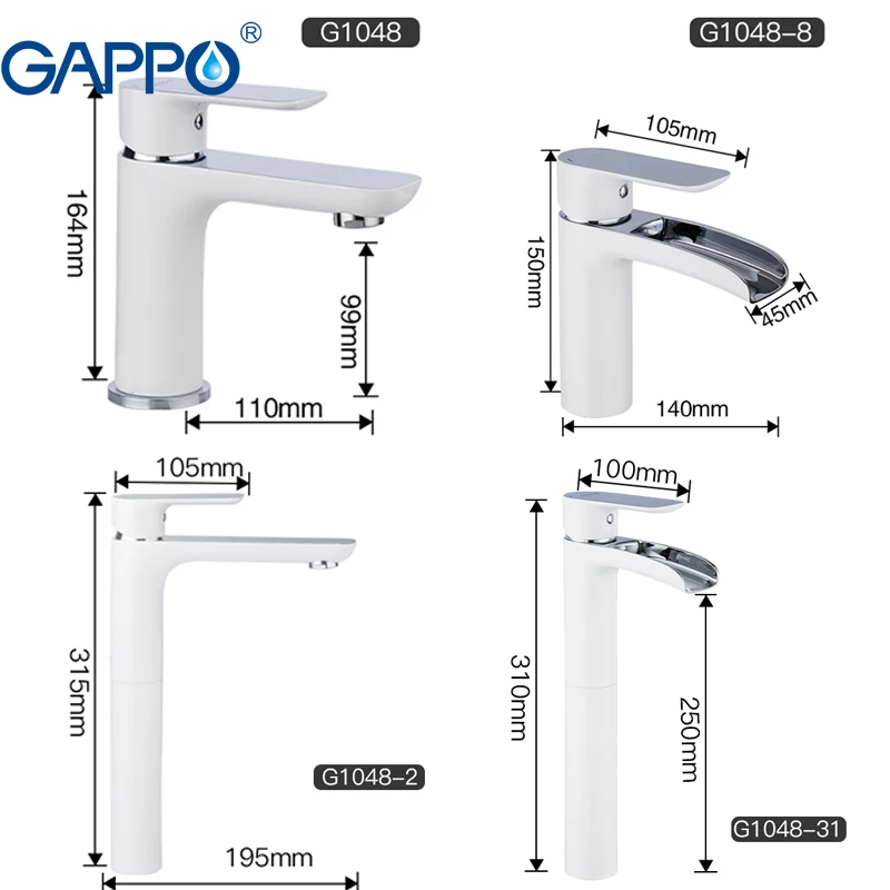 GAPPO white chrome brass Basin Faucets waterfall