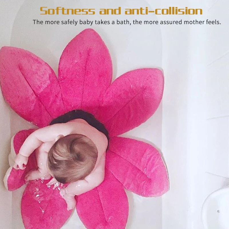 Baby Cotton Flower Shape Bathtub Blooming Bath Newborn Baby Non-Slip Sunflower Safety Bath Seat Support Shower Folding Seat