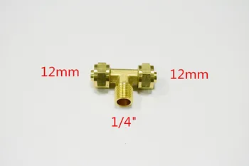 

12mm-1/4" pipe connector female thread pipe fitting water pipe brass/ one connector bsp thread 1/4"+12mm+12mm