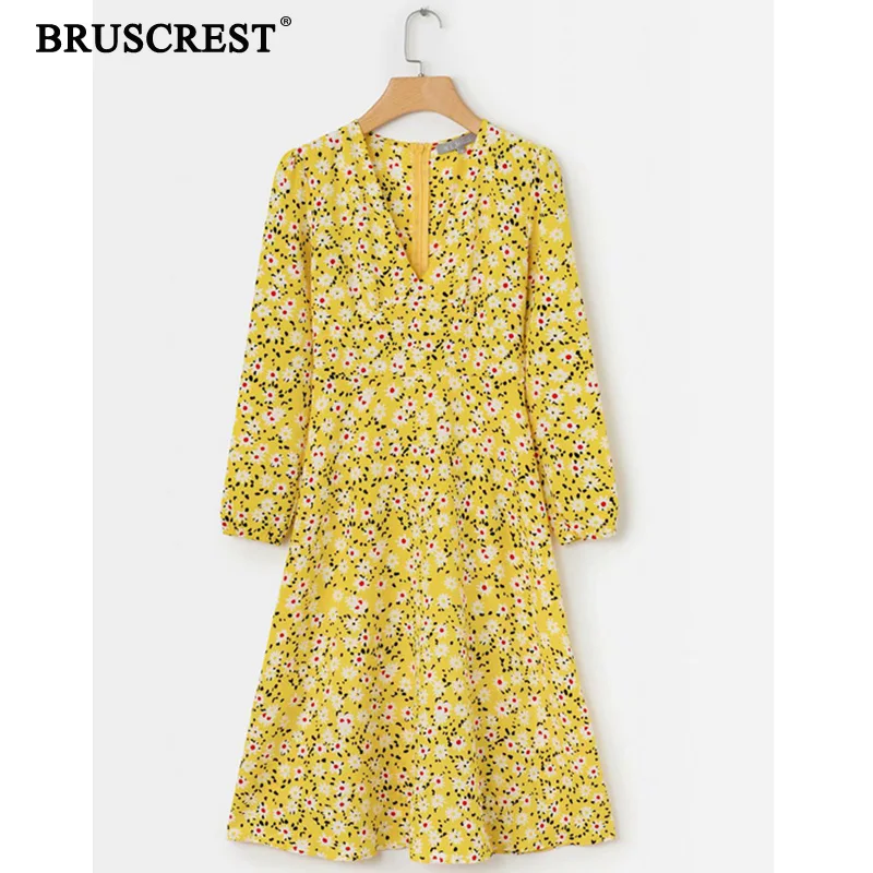 

New Yellow dress 2019 party beach vintage elegant casual Puff sleeve zipper streetwear summer clothes