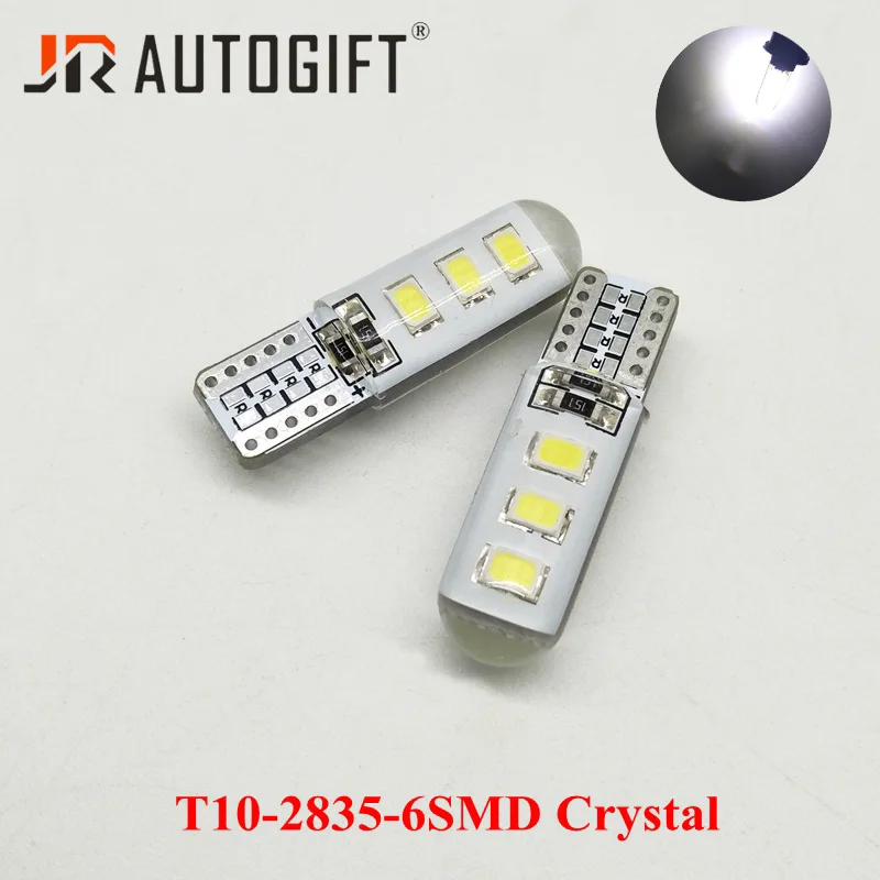 

50PCS Clearance lights T10 2835 LED 6 SMD LED 194 W5W Crystal Car Side Wedge Light Lamp Bulb Cold White 6000K Car styling 12V