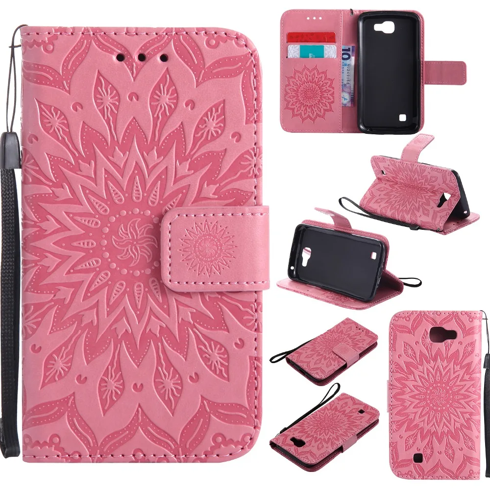 Чехол с тиснением подсолнуха для fundas LG K4 Lte K120e K130e чехол 4 5 дюйма + держатель карт |