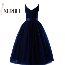 Темно-синие фатиновые платья в пол с цветочным узором для девочек г.; пышные платья для девочек с v-образным вырезом; платья для первого причастия; вечернее платье