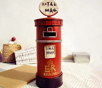 

New Cool Matel Post Office box Shape H25cm Saving Pot Money Box Piggy Bank Coin Bank