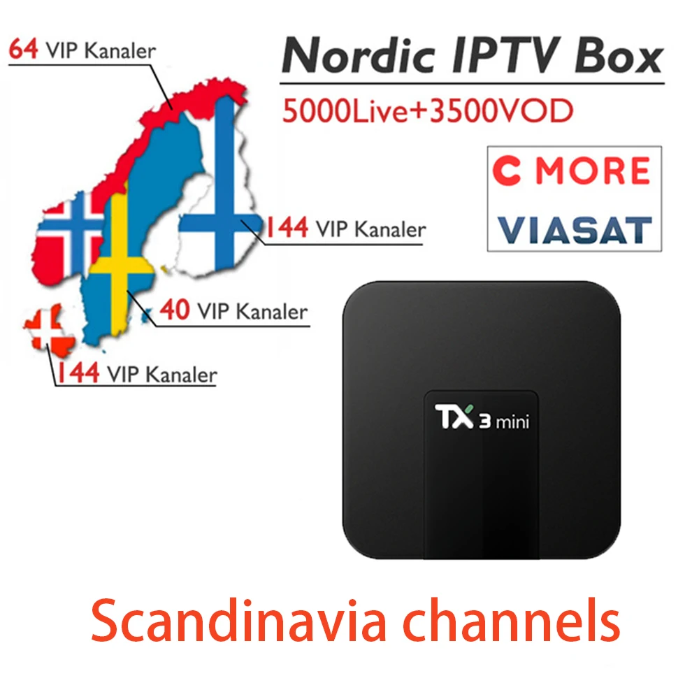 

TX3mini Nordic IPTV Pro World IPTV 5000Live+3500VOD for Scandinavia Norway Denmark Finland Sweden Iceland Android Smart TV Box