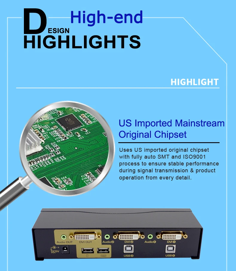 CKL 2 порта USB DVI KVM переключатель 2 в 1 переключатель для клавиатуры видео мышь с аудио Полная поддержка DVI HDCP CKL-92D