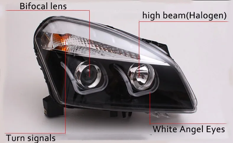 Автомобильный Стильный чехол на голову для Nissan Qashqai 2008-12 фары светодиодный фонарь DRL Объектив Двойной Луч Биксеноновые автомобильные аксессуары