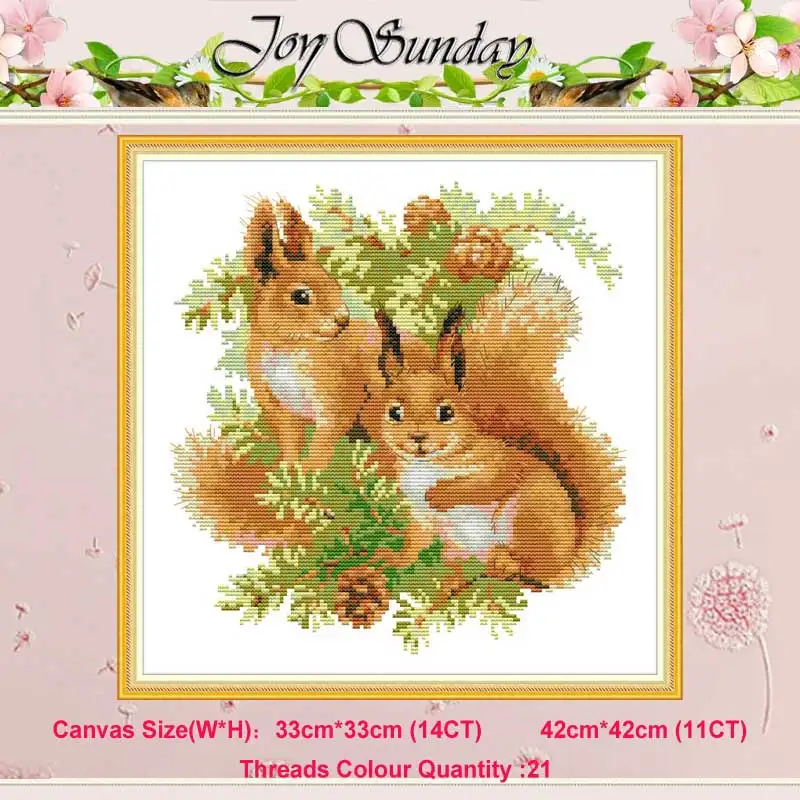 

Two squirrels animals counted 11CT 14CT Cross Stitch Set DIY DMC Chinese Cross-stitch Kit Embroidery Needlework Home Decor