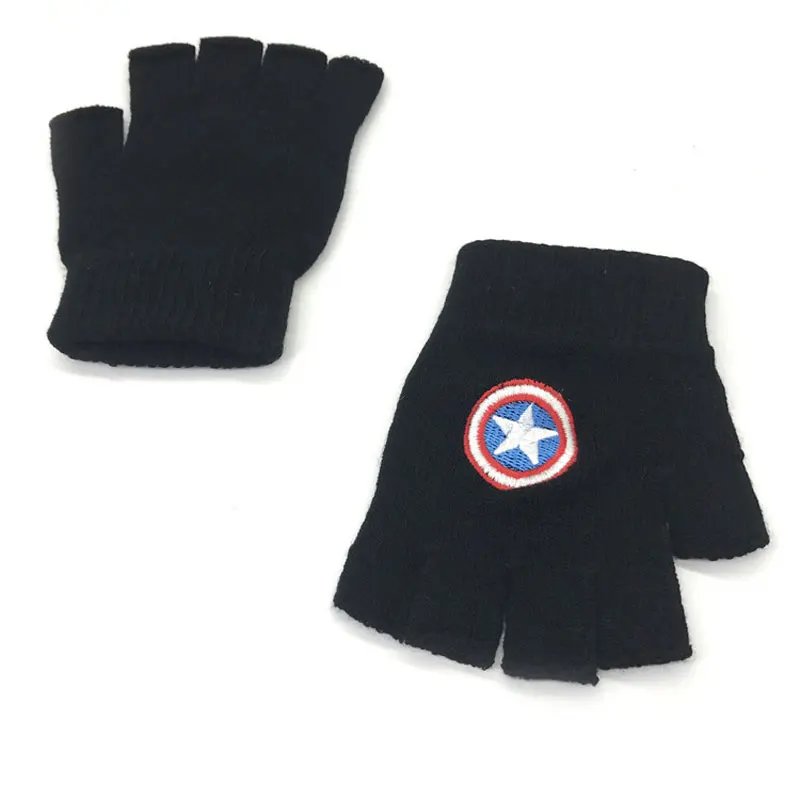 Тренд унисекс перчатки без пальцев аниме Капитан Америка щит звезда вязаные перчатки зимние теплые наручные варежки Хэллоуин косплей подарок