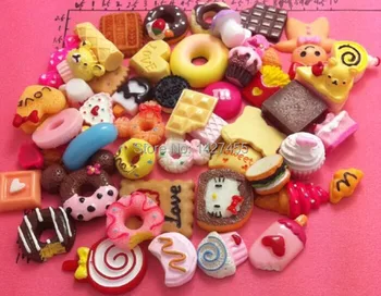 

50pcs/lot High quality Dessert Cabochon Flatback Sweet Resin Embellishments, Assorted Mixed, Cell Phone, Decoden Kawaii