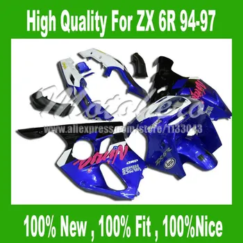 

94 97ZX6R 636 fairing For KAWASAKI ZX6R 94 97 95 96 blue white black ZX-6R 636 NINJA ZX 6R 636 1994 95 96 1997 ABS Fairing Kits