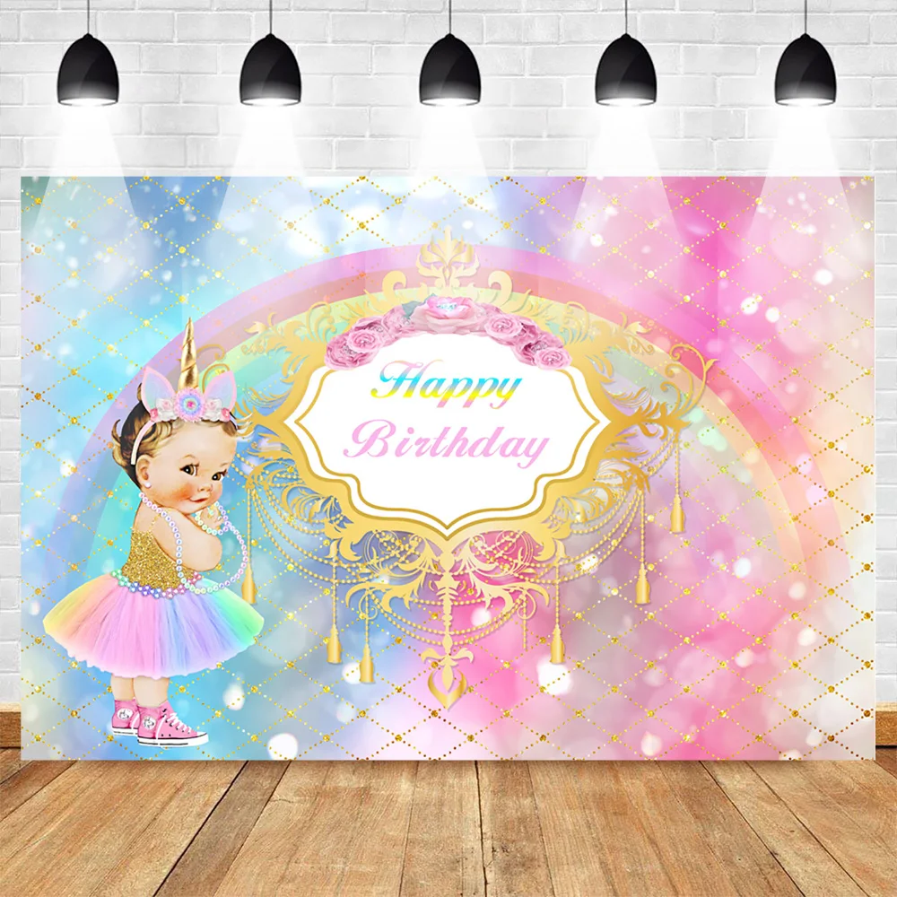 

Vinyl Background for Photography Birthday Backdrop Little Princess Unicorn Backdrop Baby Shower Studio Supplies Props Photocall