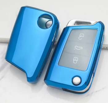 

Blue Soft Protective key Case Shell Cover for VW Golf TIGUAN L Skoda Octavia