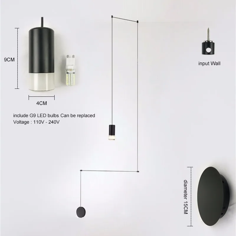 Современный простой дизайн Diy длинный кабель подвесной светильник с вилкой для столовой гостиной ресторана настенный подвесной светильник